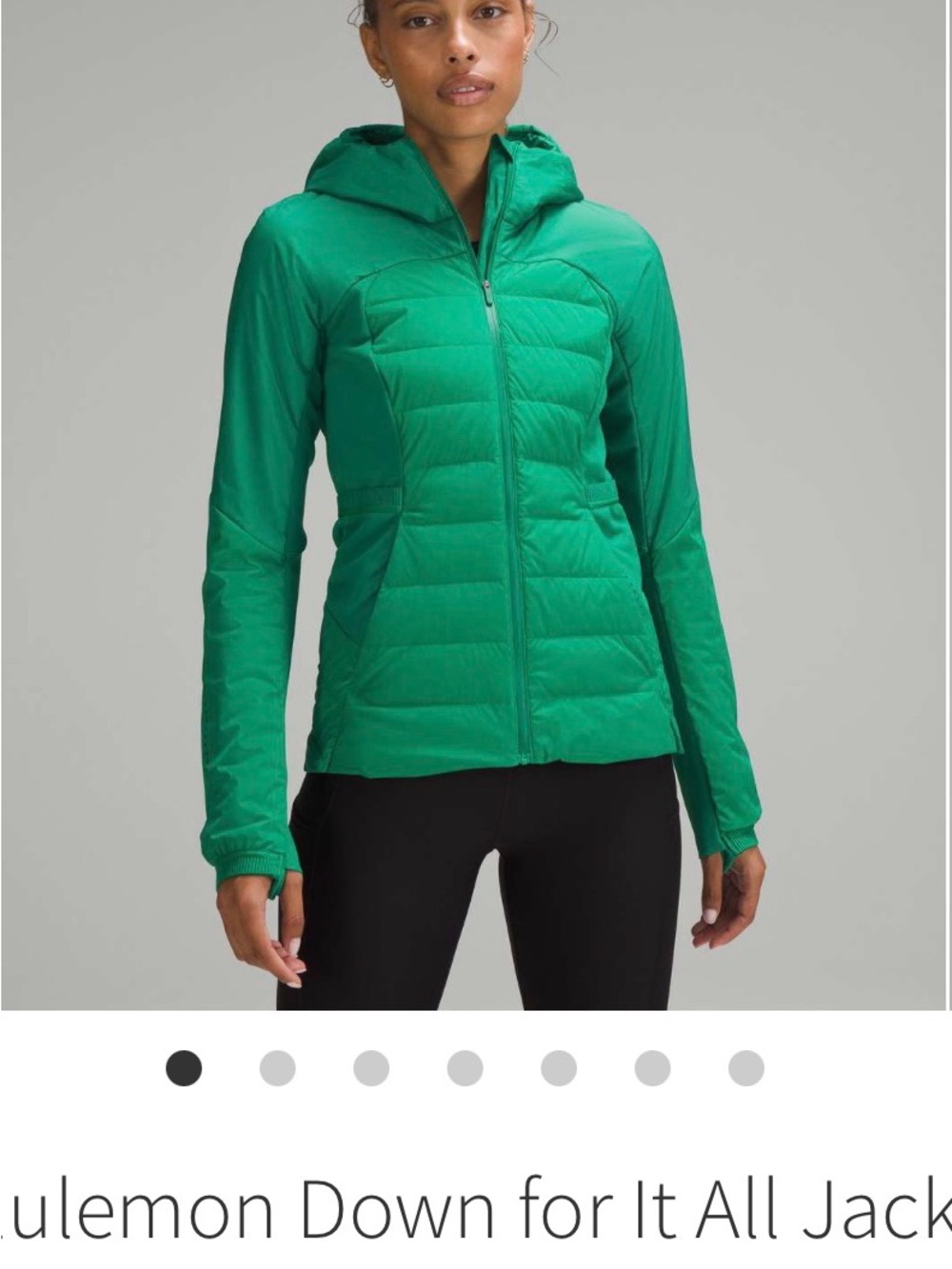 lululemon athletica Raceway Green Down for it All Hooded Jacket. NWOT 12